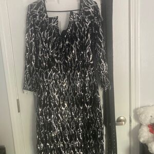 Black and silver floor length dress